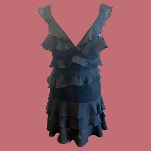 Bardot Ruffles and Lace Black Mini Dress, Size US 10